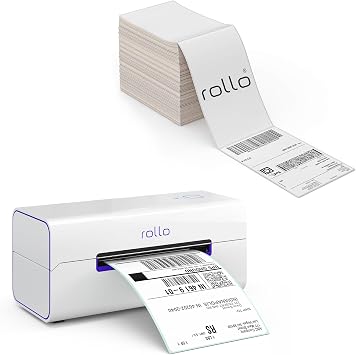 Rollo Wireless Thermal Shipping Label Printer and 500 4x6 Thermal Labels Bundle - High Speed Printer for Shipping Packages with Shipping Labels
