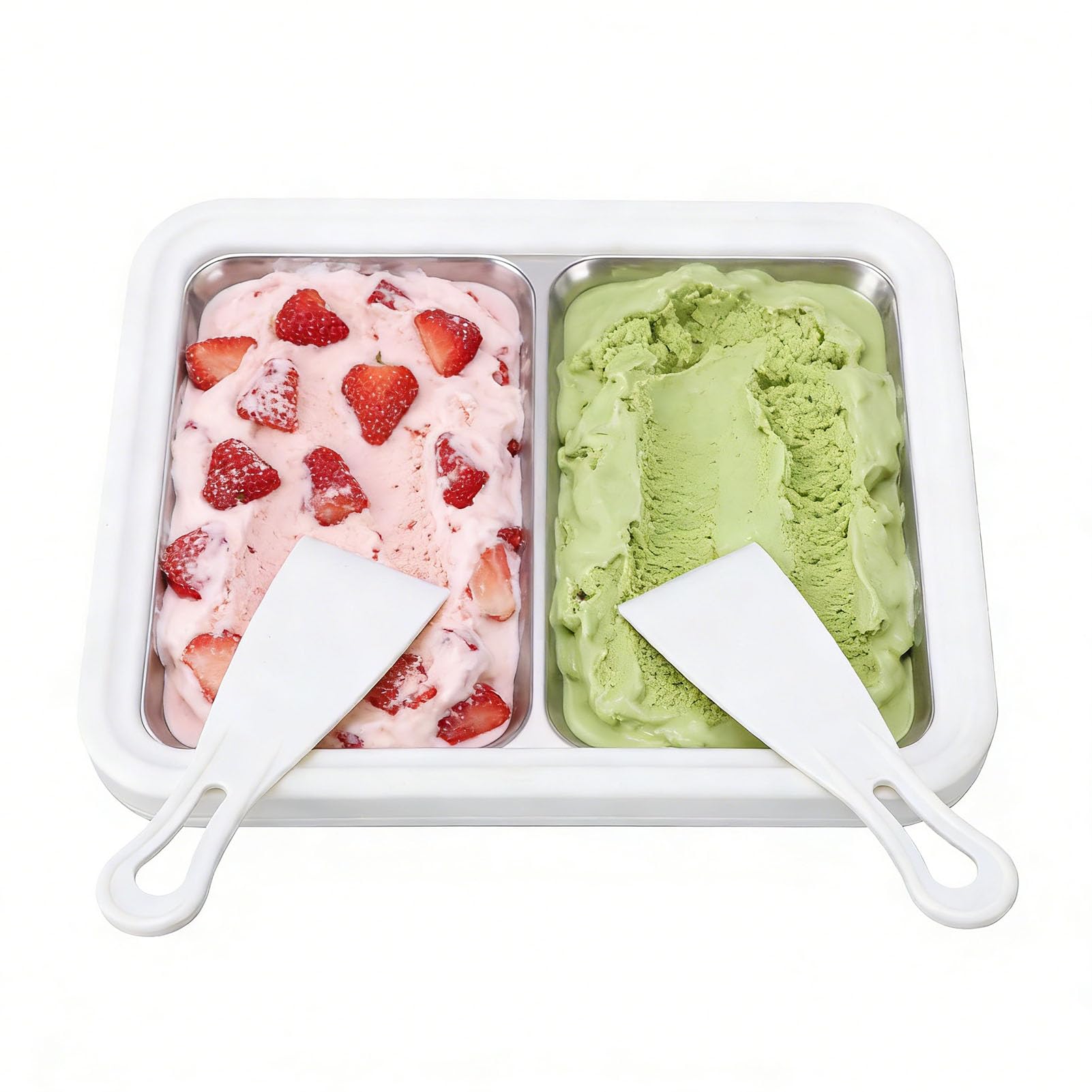 Maszyna do Lodów Walcowanych, Tacka do Lodów ze Stali Nierdzewnej 304 z podwójną patelnią, Płyta Chłodząca 26 X 21 Cm Majsterkowania Gelato Sorbet Jogurt Deser w Domowej Kuchni