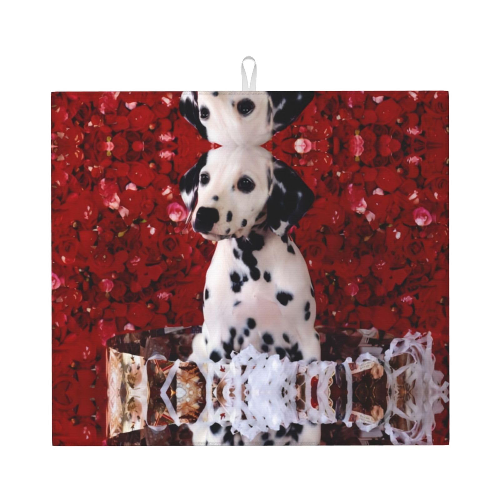 YYHWHJDE Dalmatian Puppy Prints Kitchen Drying Mat – Absorbent Microfiber Throw for Dishes, Non-Slip Counter Cover, Quick-Dry Layer with Durable Construction
