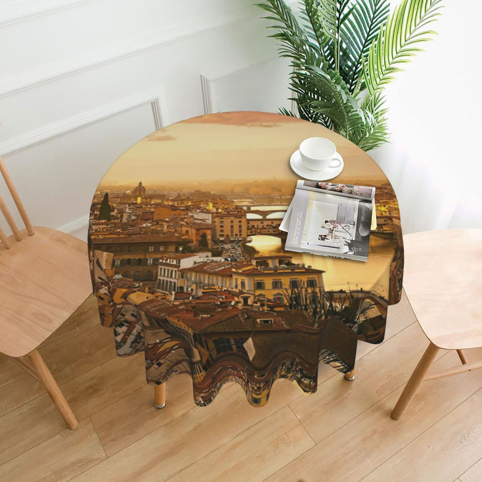 Zcmkjlg Sunset View Print Quick Ship Round Tablecloth 60in Polyester Washable Cover for Dining Room