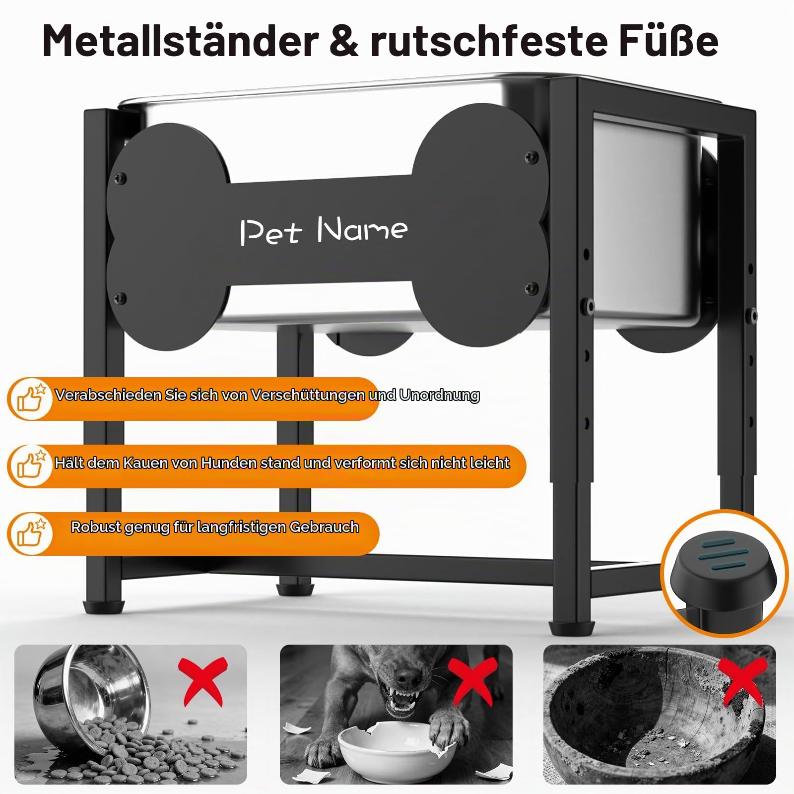 Erhöhter Hundenapf, 9L Verstellbare Edelstahl-Tränke für große Hunde, Futterstation mit Metallgestell zur Gelenkentlastung, leicht zu reinigen, für Innen & Außen