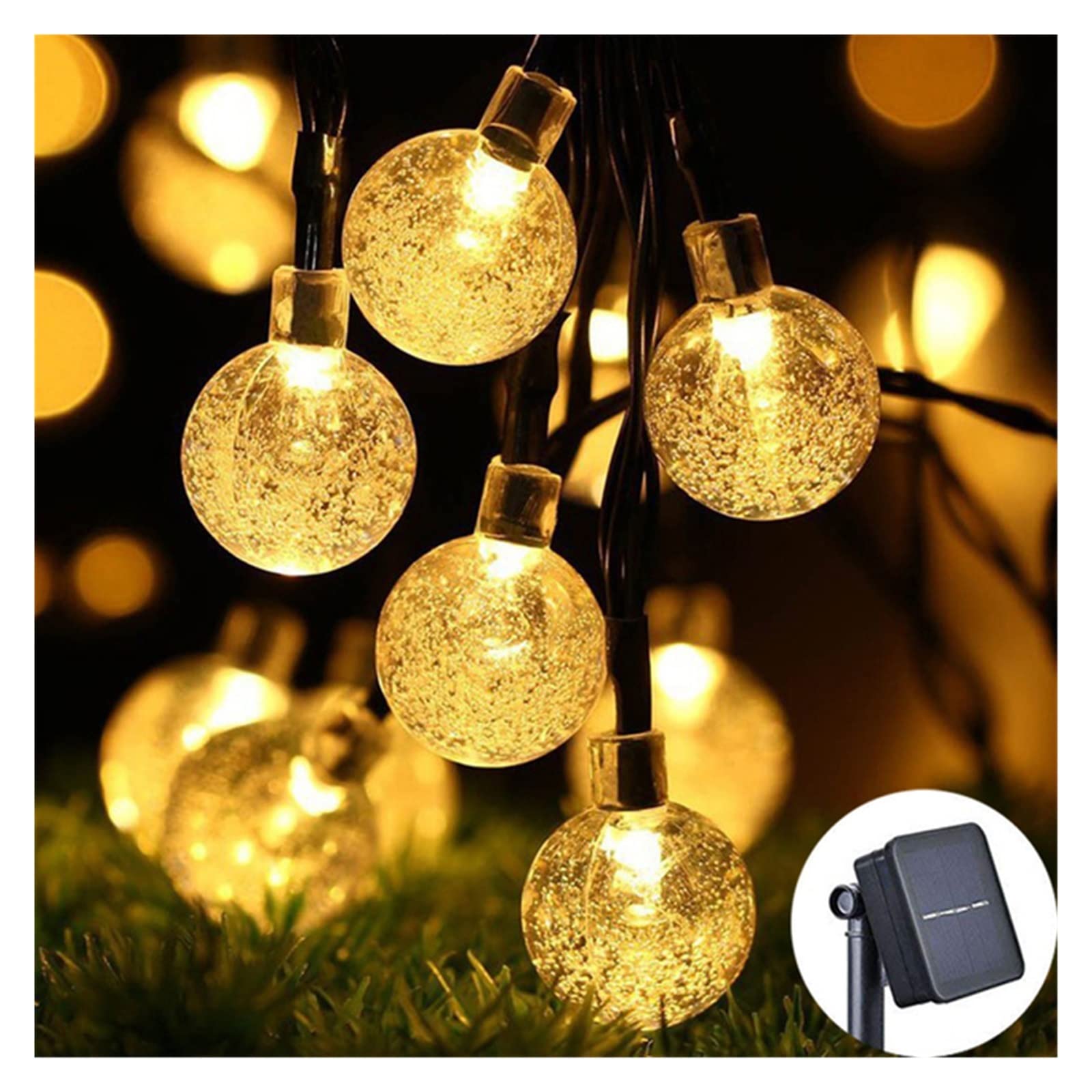 Lampy solarne do ogrodu zewnętrznego Światło słoneczne Kryształowa kula 5 M/7 M/12 M/łańcuchy świetlne LED Fairy Lights Girlandy na świąteczną dekorację na zewnątrz. Na patio, podwórko, ścieżkę (Col
