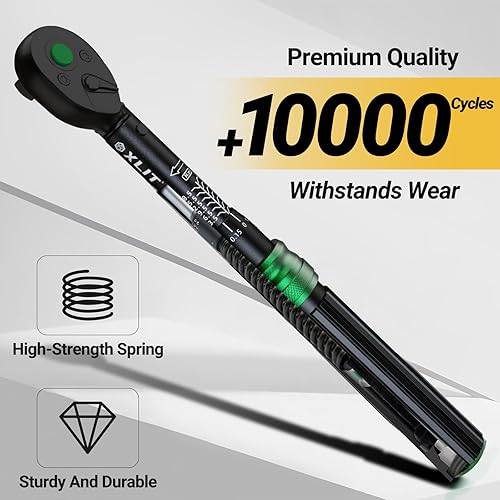 Miniatura 7 de Kit de llave dinamométrica para bicicleta, portátil, llave dinamométrica de clic de 14 de pulgada, 2-20 Nm con hexagonal, puntas torx y extensión,