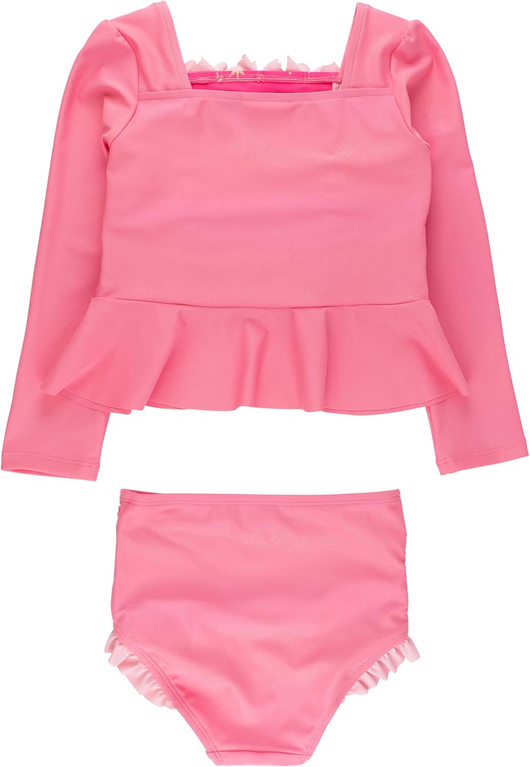 RuffleButts Girls UPF50+ Princess Dress-Up Long Sleeve Rash Guard 2-Piece Swimsuit