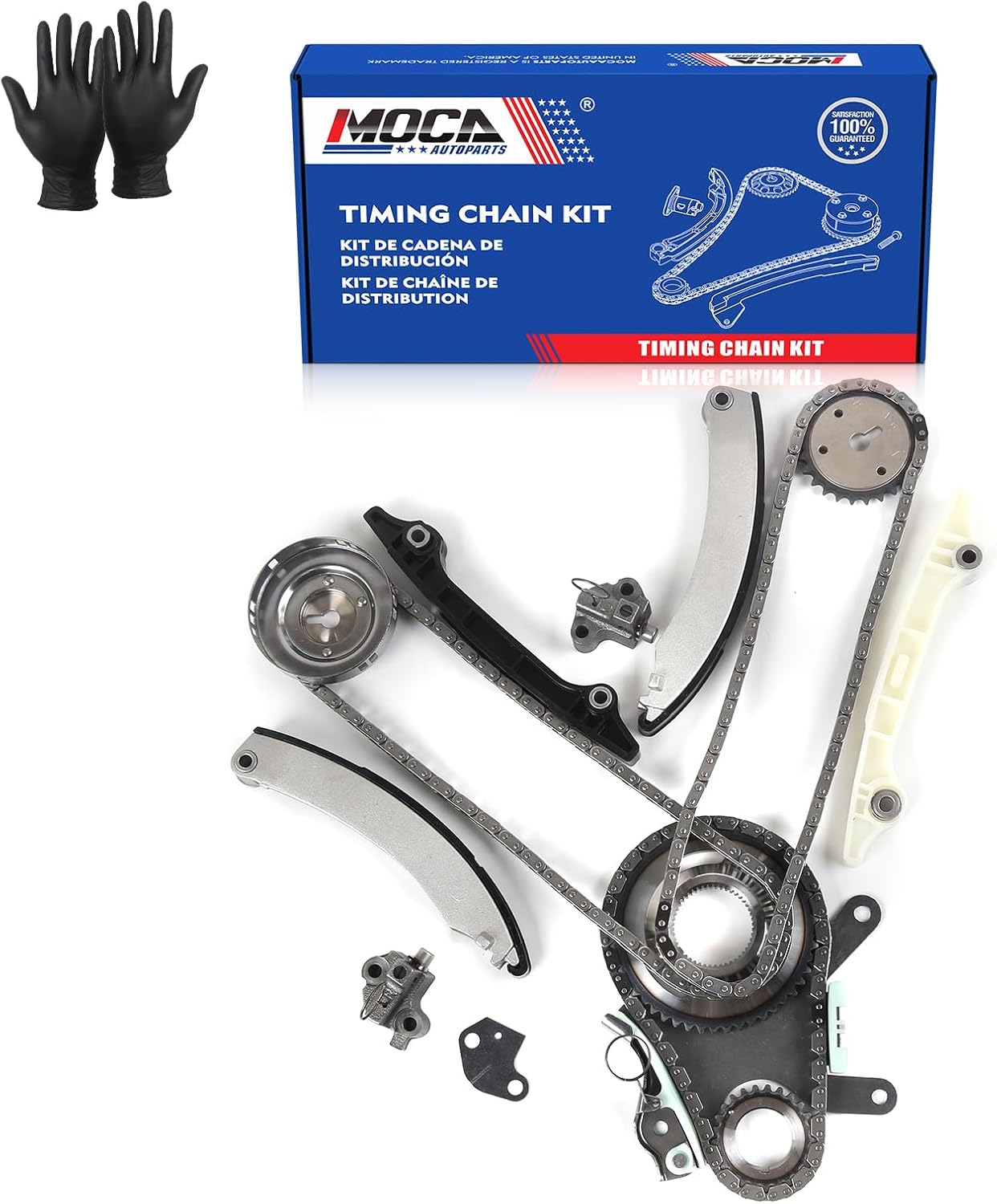 MOCA Timing Chain Kit Compatible with 11-12 for Ram 1500 V6 3.7L, 06-09 for Mitsubishi Raider V6 3.7L, 04-13 for Jeep Liberty V6 3.7L, 07-12 for Dodge Nitro V6 3.7L (NGC Cam Gear)