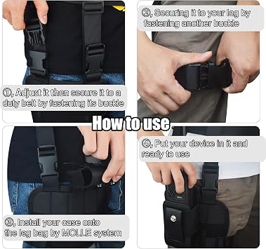 MOLLE Tactical Leg Pack - Compact Black Thigh Bag with Adjustable Straps & Quick-Release Buckles for Duty Belt Molle System for Outdoor, Military, Hiking Gear