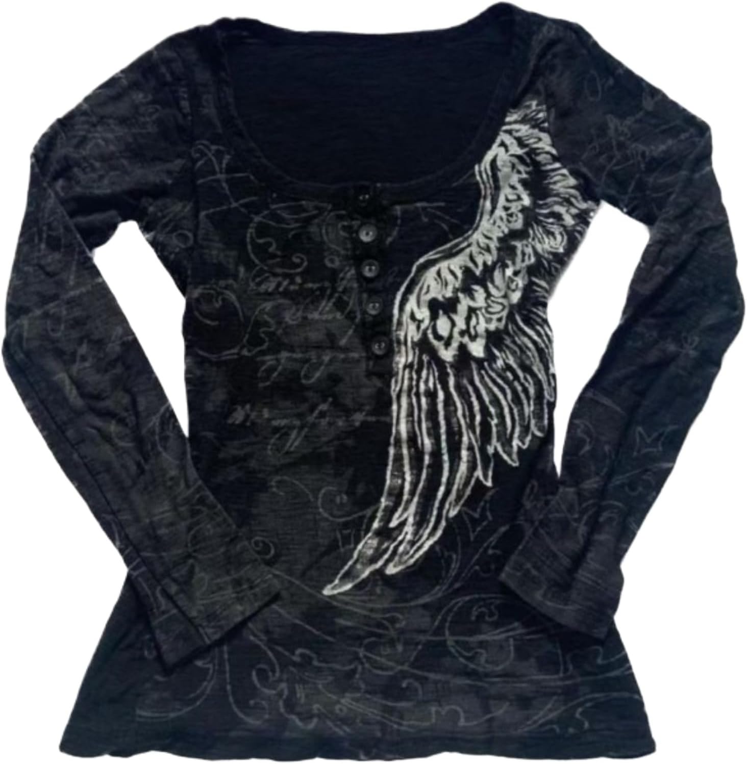 Grunge Shirts Emo Clothe Teen Girls Vintage Graphic Tee Y2k 2000s Goth Top Women Mcbling Long Sleeve Streetwear