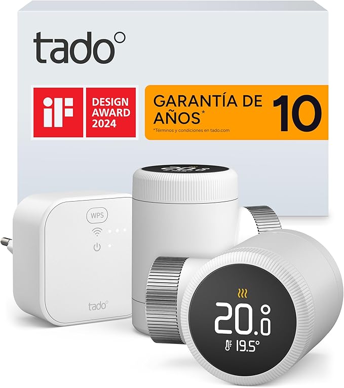 tado° Termostato de radiador inteligente tado° X, Starter Kit con Bridge X, aplicación y altavoz inteligente (Alexa, Siri, Google Assistant), instalación sencilla