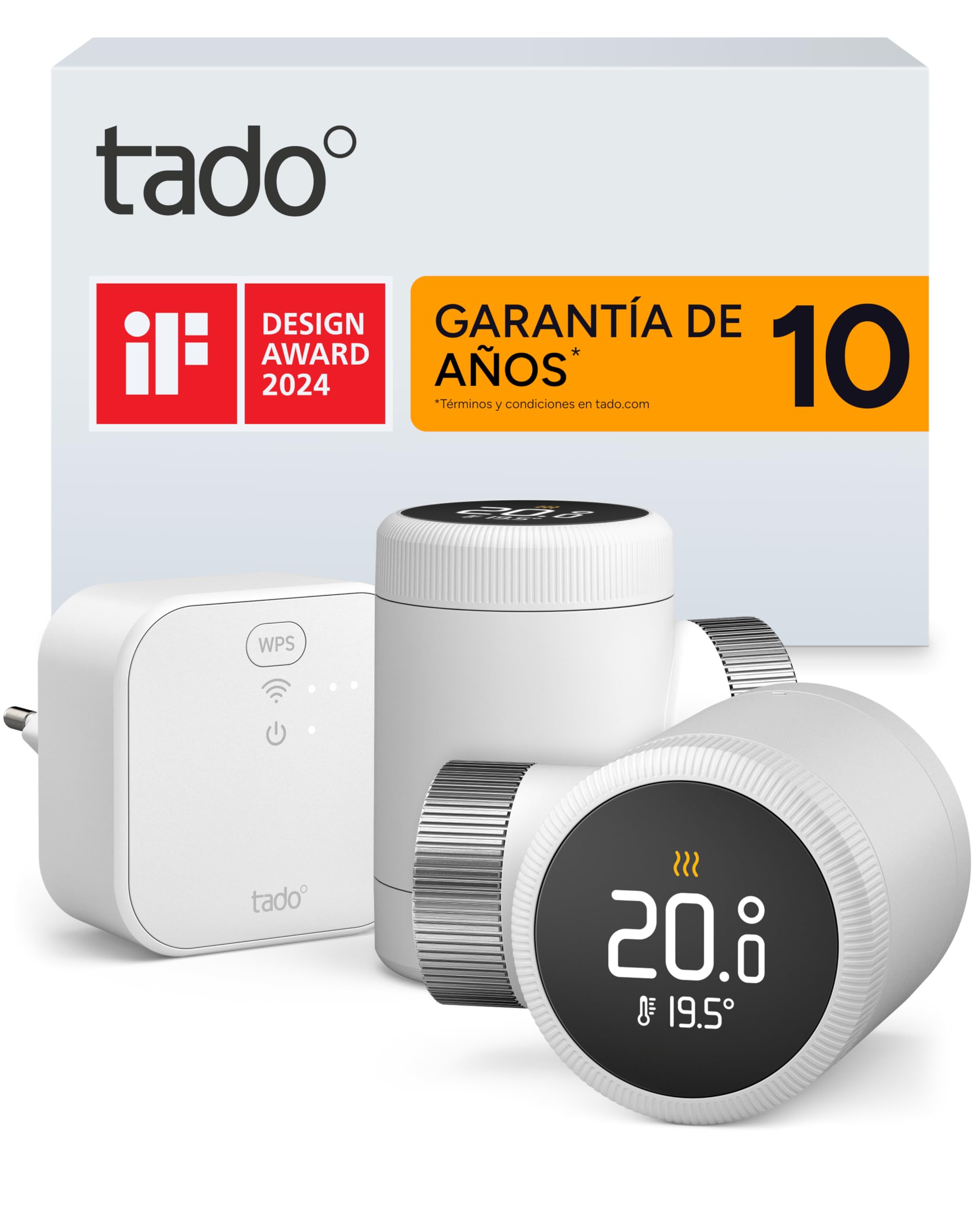 tado° Termostato de radiador inteligente tado° X, Starter Kit con Bridge X, aplicación y altavoz inteligente (Alexa, Siri, Google Assistant), instalación sencilla