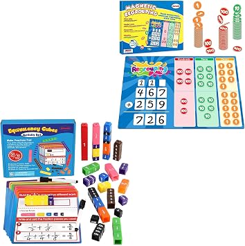 Aizweb Regrouping Base Ten Place Value,Interlocking Fraction Cubes,Addition and Subtraction Math Manipulatives,Equivalent Fraction Decimals Percents Cubes,Magnetic Dry Erase Board Math Games for Kids
