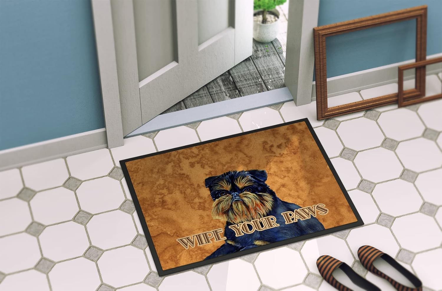 Caroline's Treasures LH9462JMAT Brussels Griffon Wipe Your Paws Doormat 24x36 Front Door Mat Indoor Outdoor Rugs for Entryway, Non Slip Washable Low Pile, 24H X 36W