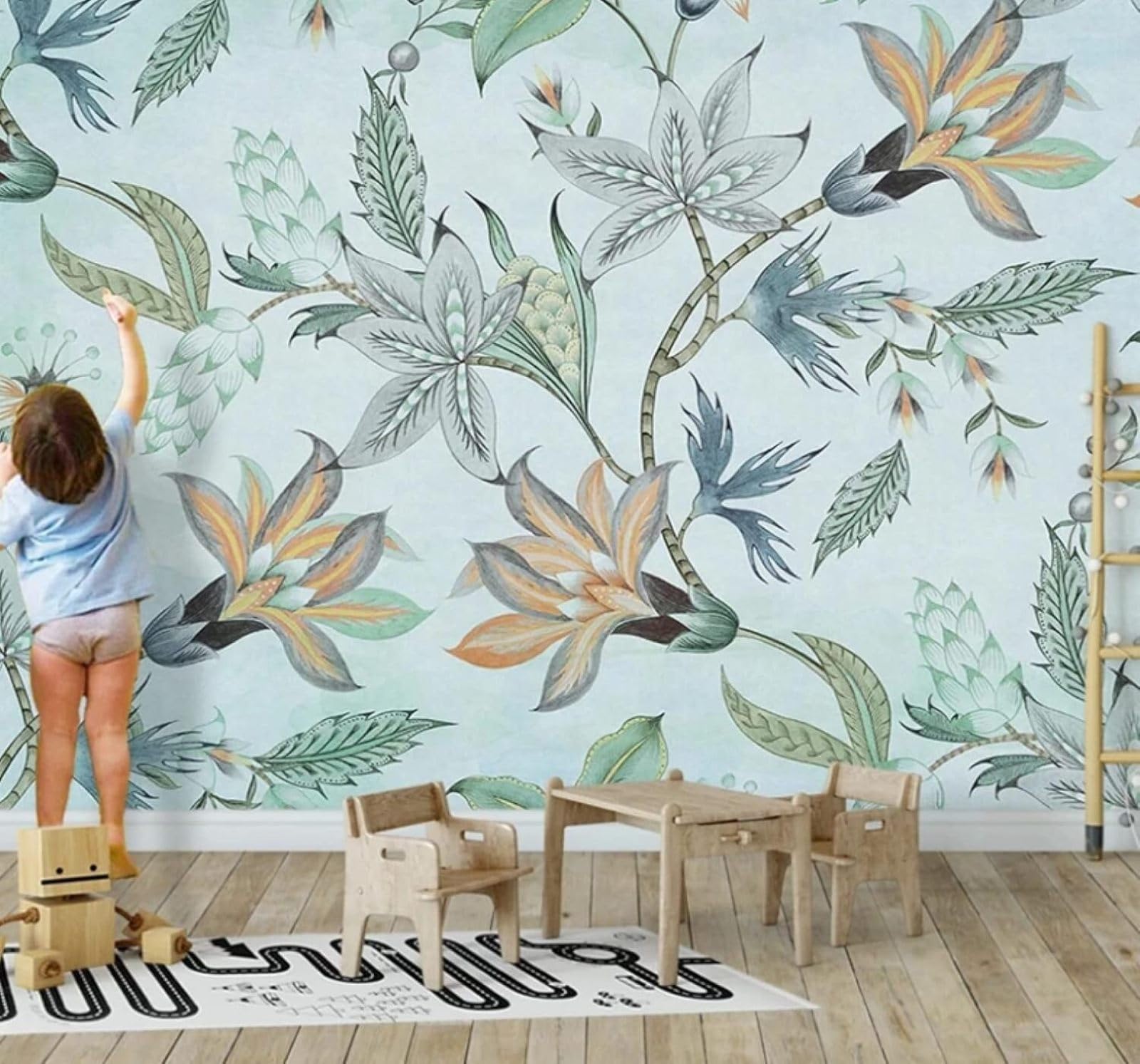 XLMING Fresh Hand Drawn Three Dimensional Leaves Flowers 3D Wallpaper Luxury Home Dining Decor Paste Sofa Living Room The Wall for Bedroom Mural-400cm×280cm
