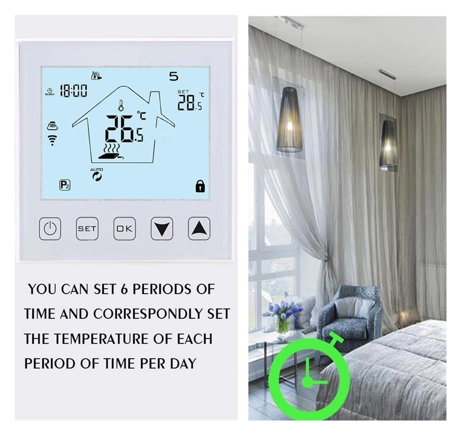 Smart WiFi Touch Termostat Bezprzewodowy regulator temperatury do wody/elektrycznego ogrzewania podłogowego Woda/kocioł gazowy działa Informacja O ZgodnośCi(16A Electric Black)