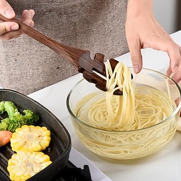Walnut Wooden Spoons for Cooking, 6pcs Kitchen & Cooking Utensils Set,Wooden Spatula, Slotted & Pasta Spoon,Wooden ladle,Spaghetti Server,Wooden Utensil Set