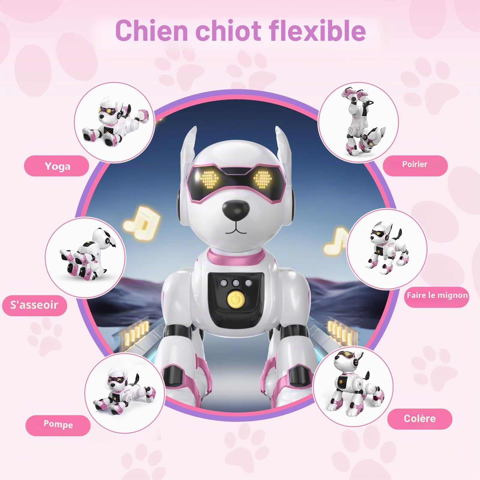 PRANITE Chien Robot Programmable Télécommandé Rechargeable pour Enfants