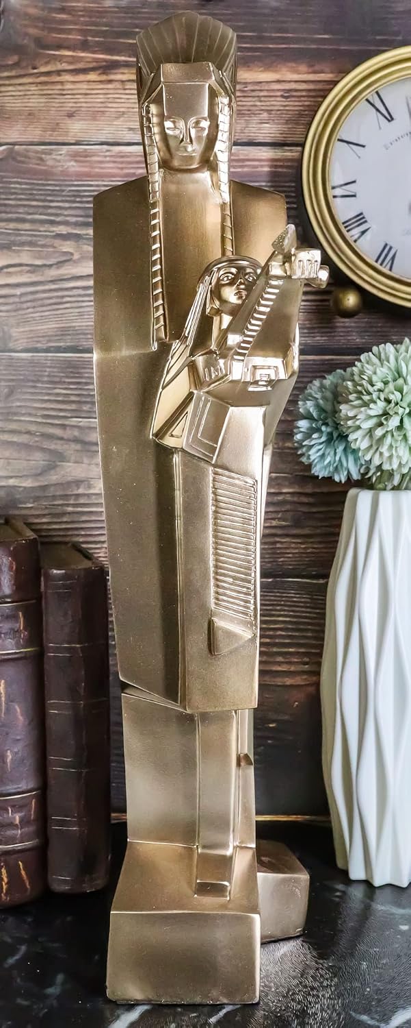 Ebros Gift 17" Tall Frank Lloyd Wright Architecture Native American Warrior Chief Nakomis Statue Father Teaching Son Archery Bow and Arrow Rectilinear Art Reproduction Sculpture