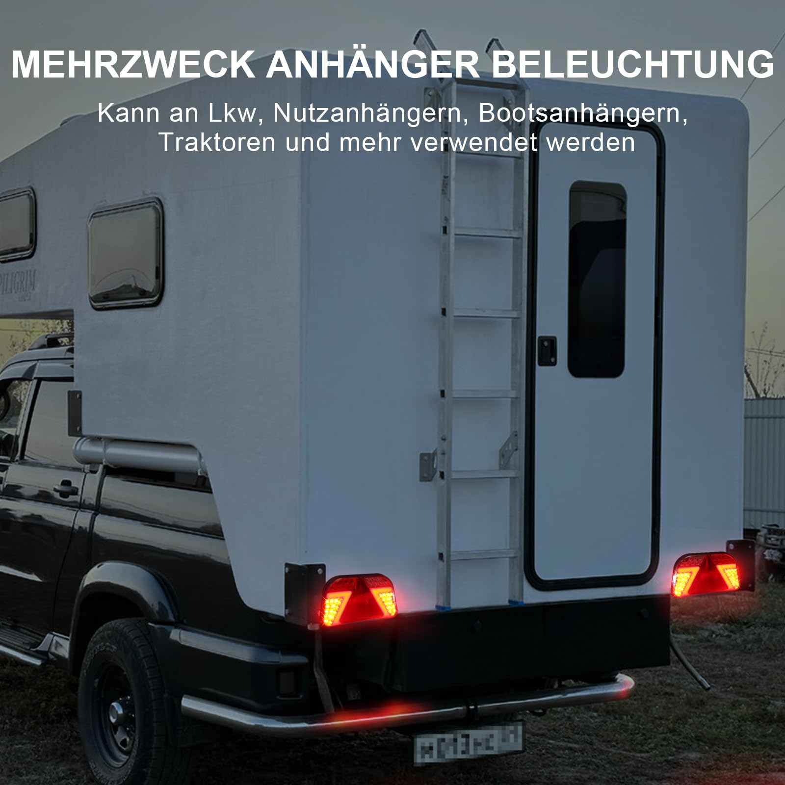 Agrieyes Anhänger Beleuchtung Mit Nebelscheinwerfer, LED Rückleuchten Anhängers Mit Rückfahrscheinwerfer, 12V/24V Anhängerbeleuchtung Rücklicht Heckleuchten für Anhänger Traktor PKW