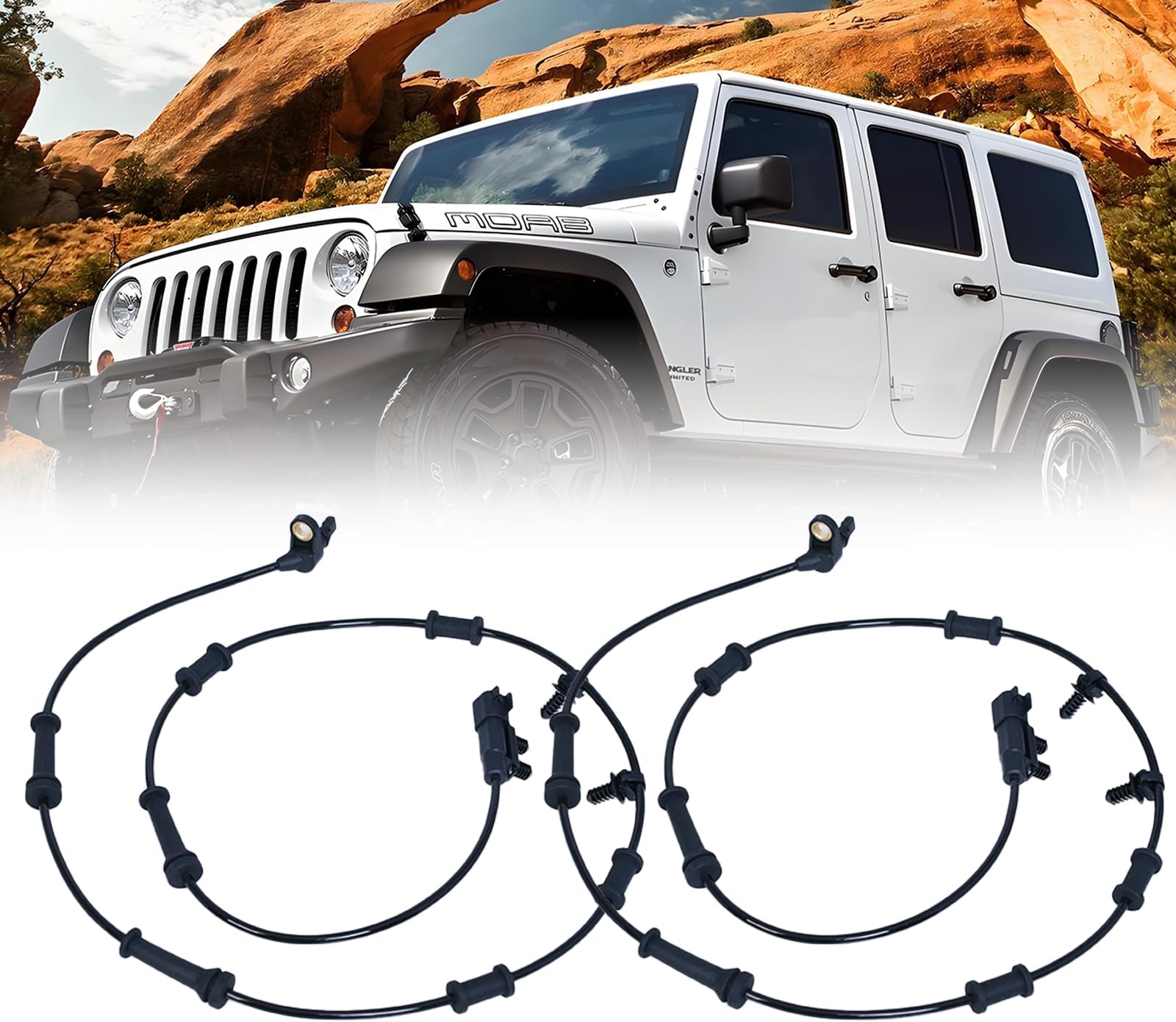 ABS Wheel Speed Sensor Front Left Right Compatible with 2012-2017 Jeep Wrangler 3.6L 2007-2011 Jeep Wrangler 3.8L Driver and Passenger Side ABS Sensor ALS1918 68003281AB 68003281AD 2PCS