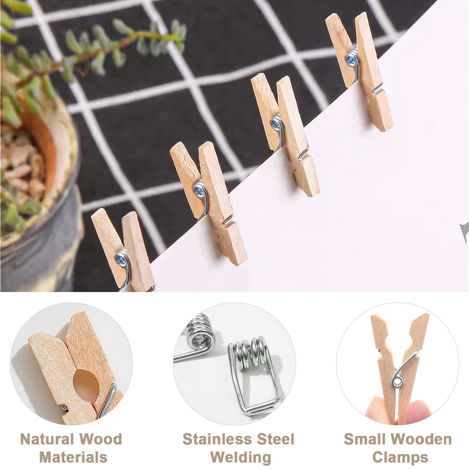 Wasknijpers Wit | Houten wasknijpers