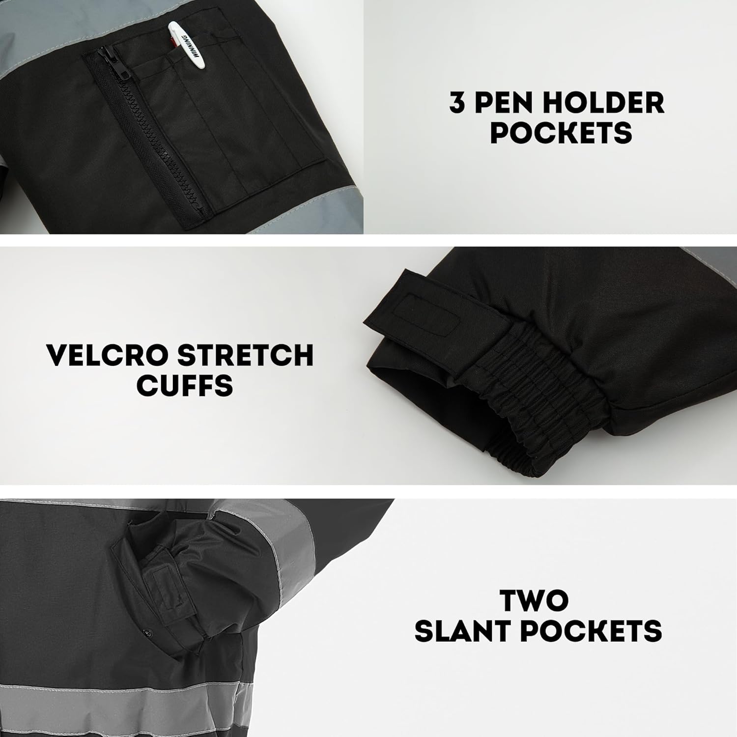 ProtectX High Visibility Waterproof Safety Jacket, Hi Visi Reflective Winter Construction Bomber Jacket for Men and Women - Image 5