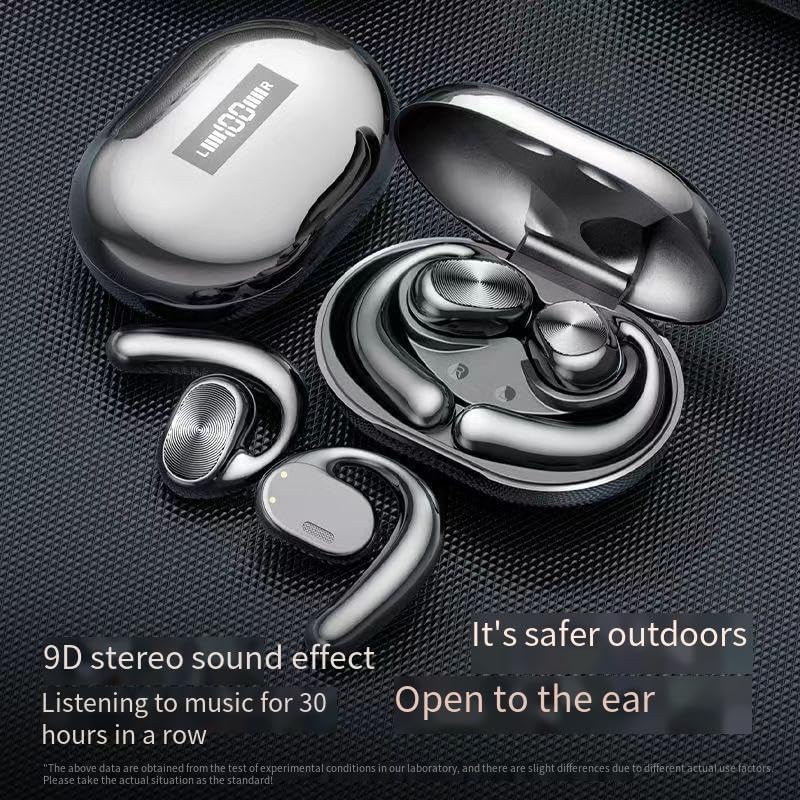 Open Ear Headphones Bluetooth Earphones Sports with Smart Digital Display,48H Playtime, IP54 Waterproof, Wireless Earbuds Lightweight Design Fit Cycling, Running,Workout,Black