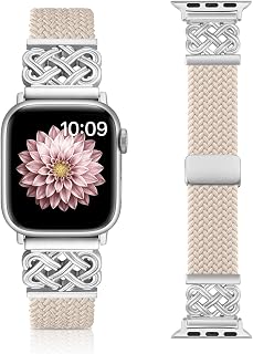 Chinber Braided Band Compatible with Apple Watch Bands 40mm 38mm 41mm 42mm 44mm 45mm 46mm 49mm, Magnetic Clasp Fabric Nylon Interlock Buckle Straps for iWatch Ultra Series 10/9/8/7/6/5/4/3/2/1/SE
