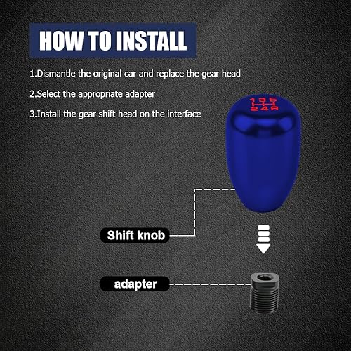 Miniatura 6 de Pomos de palanca de cambios para automóvil, perilla de cambio de transmisión manual, perilla de palanca de cambios de 5 velocidades con adaptador