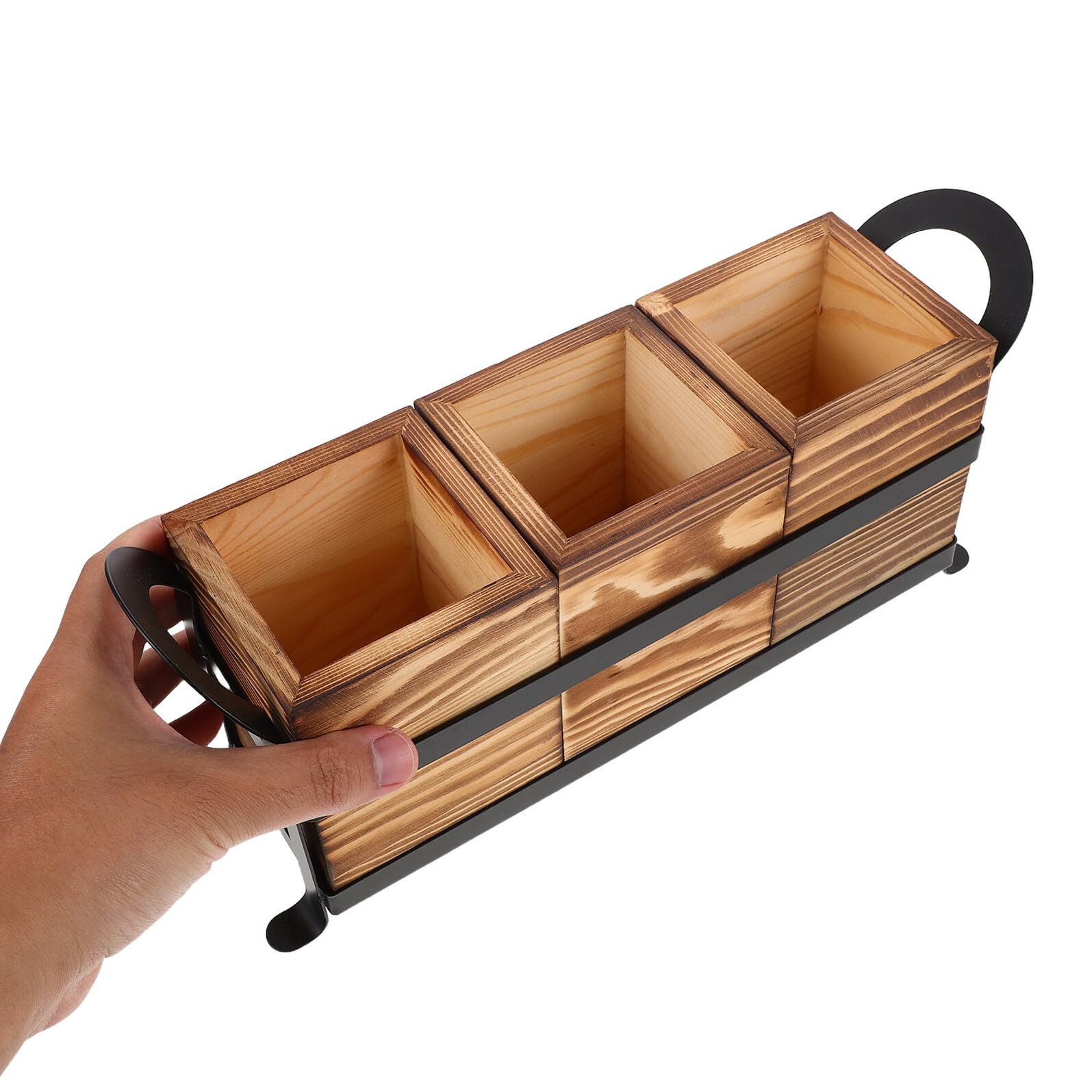 Hemobllo Range-ustensiles Bois Compartimenté Organiseur Couverts et Pinceaux Maquillage Support de Rangement Cuisine et Bureau Bois Massif Élégant et Facile à Nettoyer