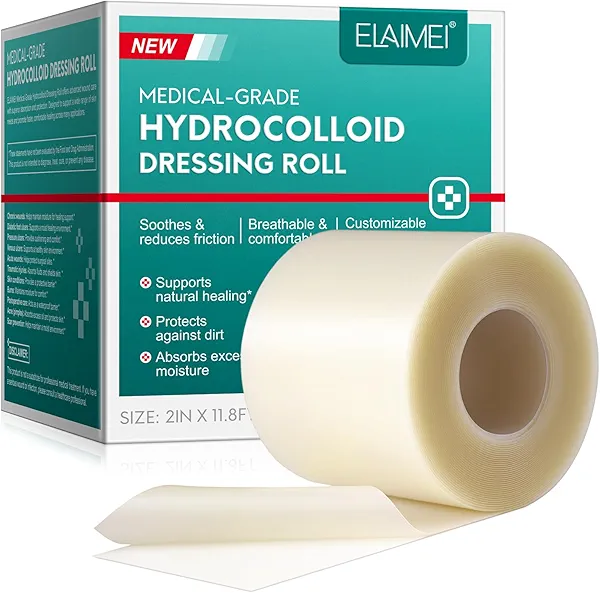 Hydrocolloid Roll for Skin Care,Hydrocolloid Patch Bandages,Hydrocolloid Roll with Self-Adhesive, Ultra Absorbent, Flexible & Waterproof, DIY Size(5CMX3.6M)