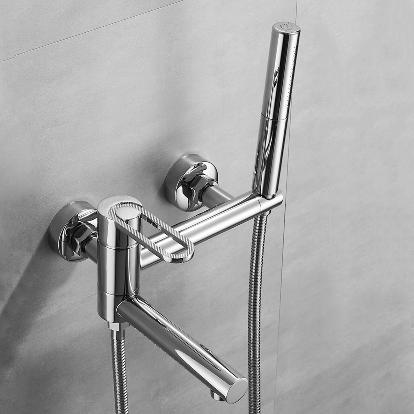 NZPOST Shower Mixer Taps Wall Mounted Bath Shower Mixer Tap Set Swivel Spout Bathroom Filler Tub Tap Gray,
