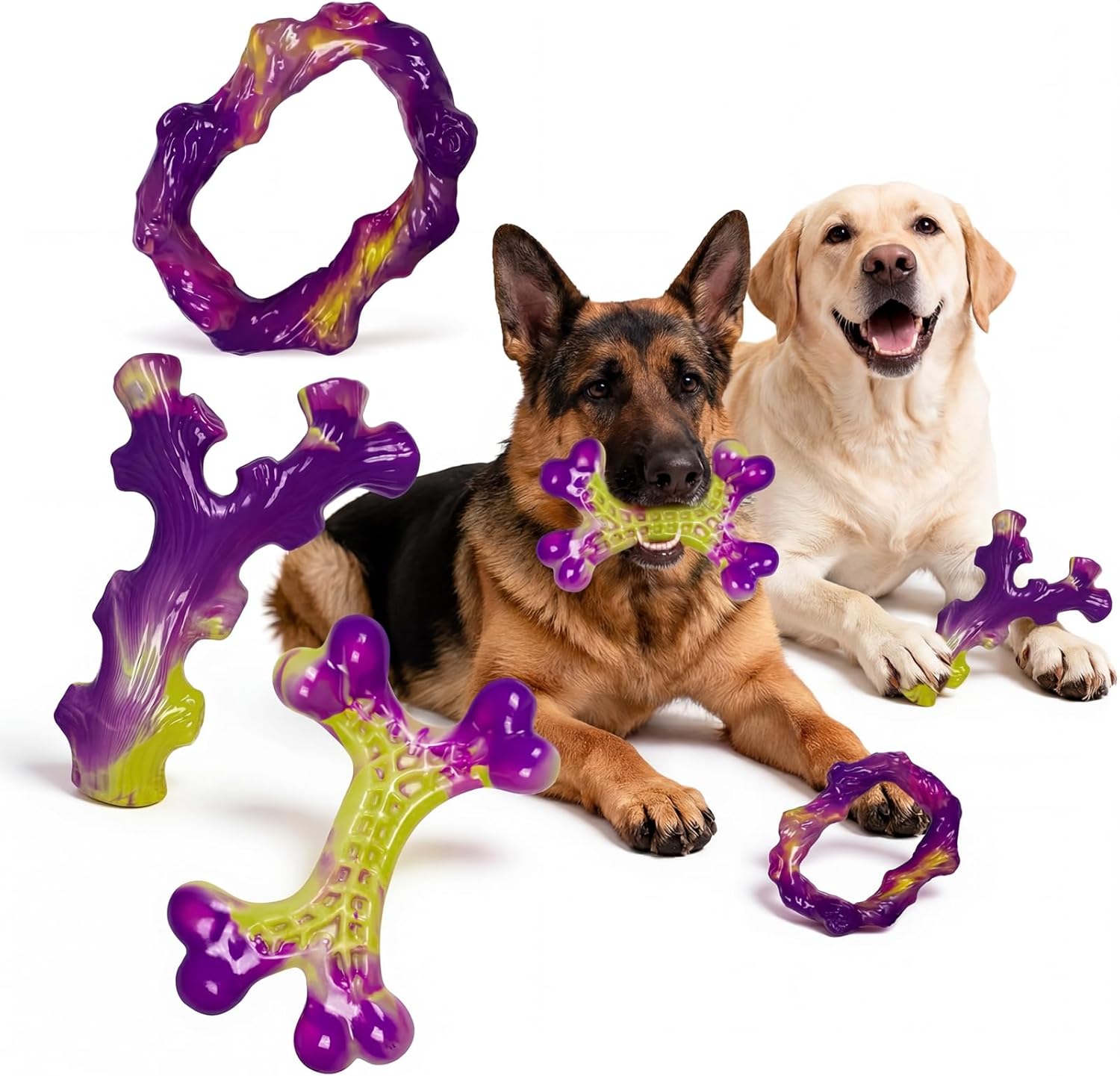 6-Pack Dog Toys for Aggressive Chewers: Dog Toy for Aggressive Chewer Large Breed, Dog Toy to Keep Them Busy, Dog, Bacon Flavor