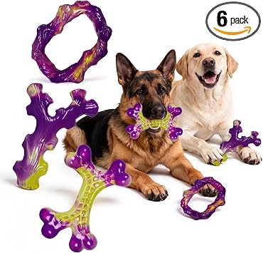 Frienhund 6-Pack Dog Toys for Aggressive Chewers Dog Toy for Aggressive Chewer Large Breed, Dog Toy to Keep Them Busy, Dog, Bacon Flavor