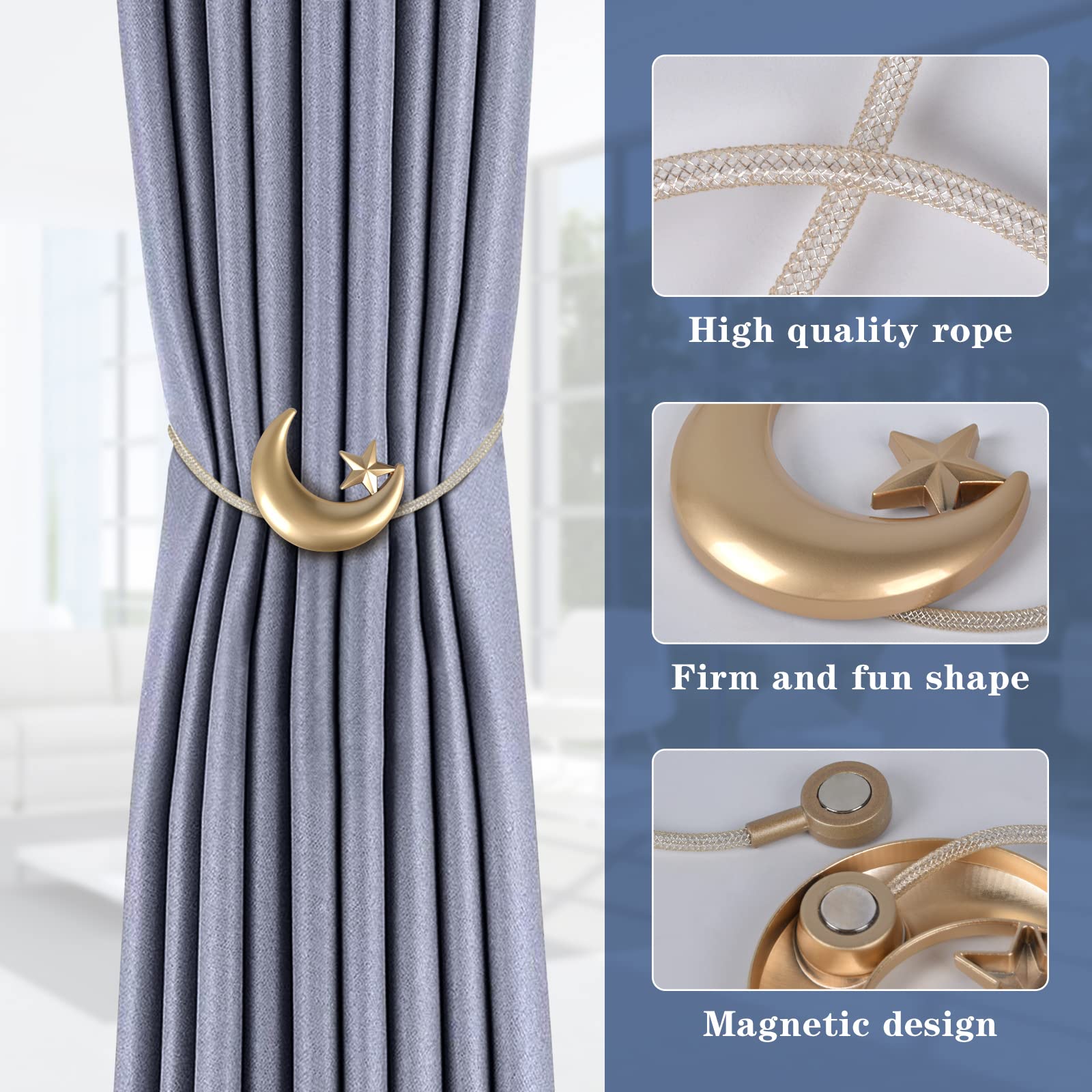 Lot De 4 Embrasses De Rideaux En Métal Motif Abeille Dorée,Style Moderne Et Simple,Pour Décoration D'Intérieur(Sangles Allongées) - Maison