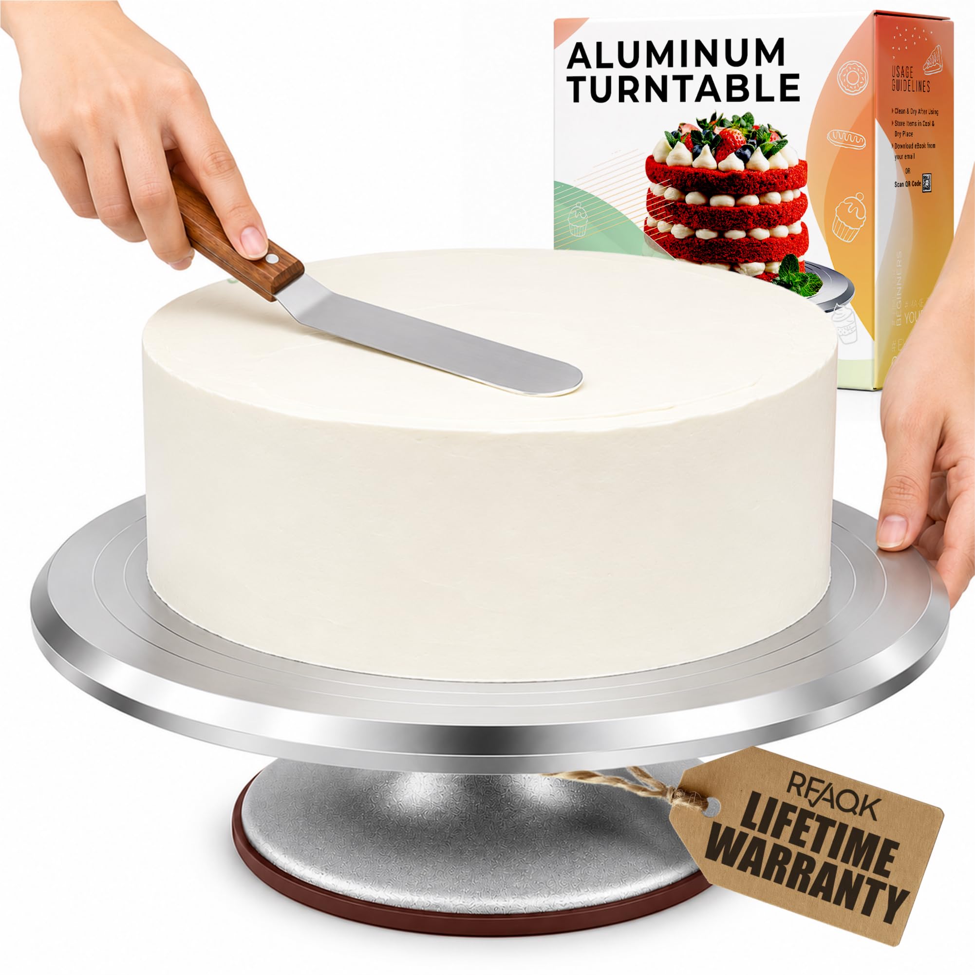 RFAQK 12 Inch Aluminum Alloy Revolving Cake Stand