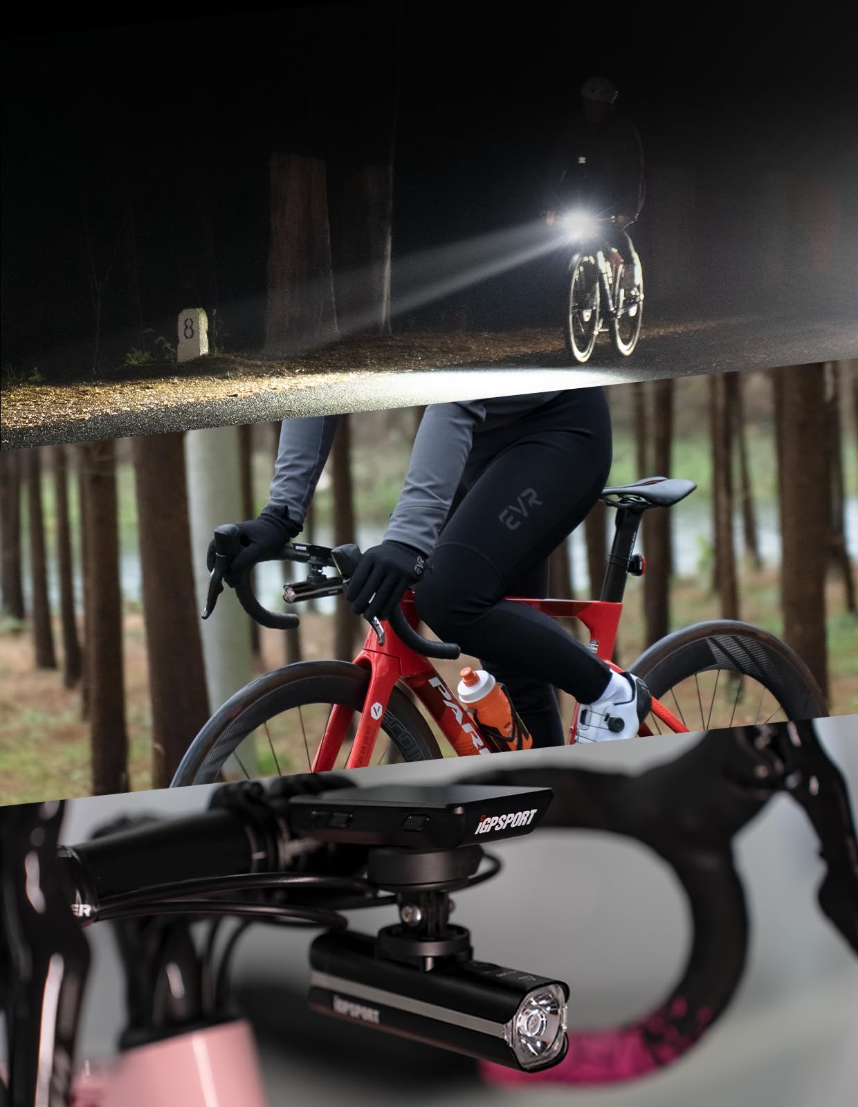 iGPSPORT VS1200 Luz Bicicleta Super Luminoso 1200 Lumen Antiniebla e Pantalla de Potencia Luces Delantera y Trasera USB Recargable Luces Espera Ultralarga