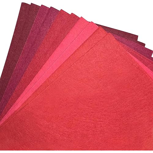 30 Pcs Felt Sheets for Crafts, 8x12 Inch 1mm Thick Craft Felt Fabric, 5 Colors Nonwoven Material Used for Sewing, DIY Projects, Decoration, Patchwork, School Supplies (Red Series)