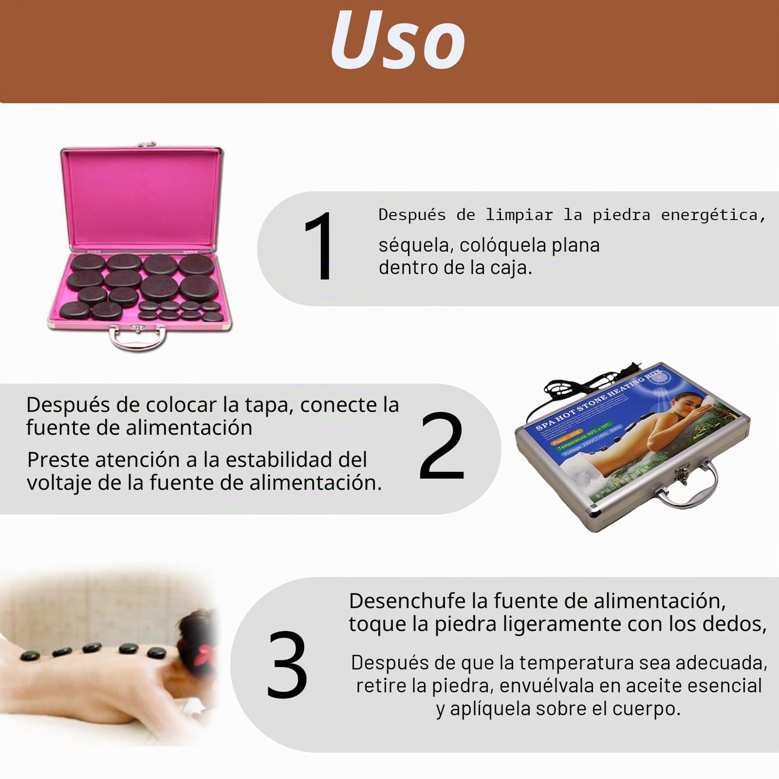 16 PCS Juego Masaje Con Piedras Calientes, Calentador Piedras Calientes Piedras Lava Para Masaje Piedras Masaje Piedras Basalto En Estuche Calefactor Portátil Adecuado Juego Calentador Piedras Masaje