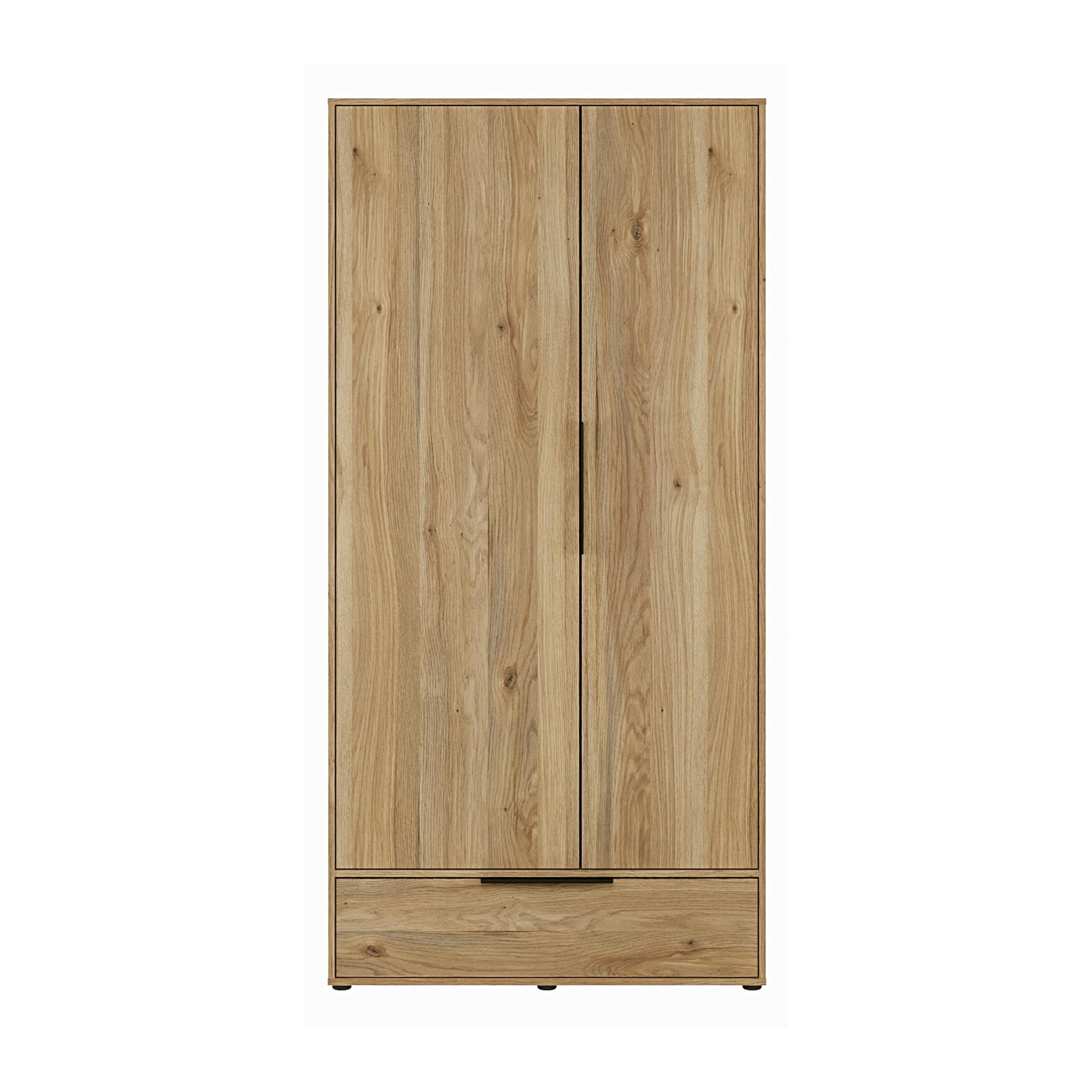 Forte Orkney Kleiderschrank 100, moderner Kleiderschrank mit 2 Türen und Schublade, Holzwerkstoff, Artisan Eiche Holzdekor, 98,2 cm breit x 200,1 cm hoch x 59 cm tief