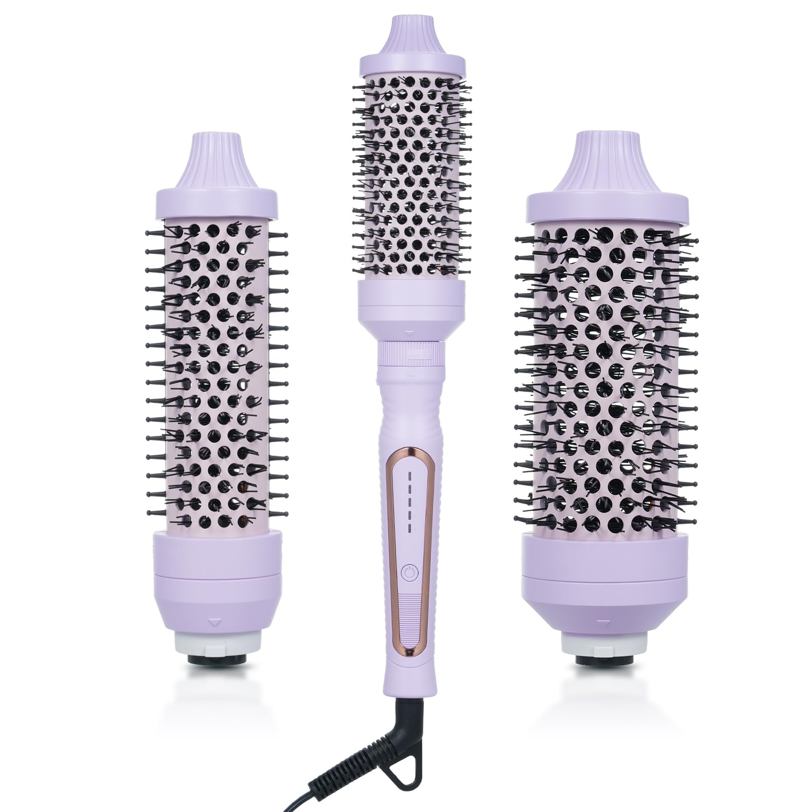 Thermal Brush Heat Round Brush, Curling Iron & Hair Straightener with Temp Settings, Curling Brush for All Hair Types, Purple