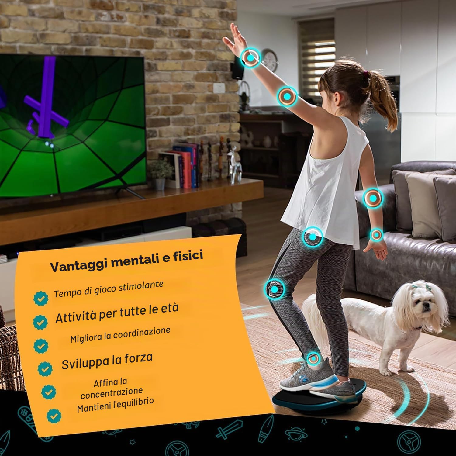 GoBalance Board – Balance Board abilitata per App. Sensore Bluetooth intelligente, 12 giochi interattivi gratuiti - Allenamento divertente, equilibrio e allenamento in palestra a casa! Aumenta la