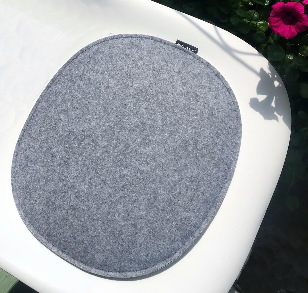 Welaxy Felt seat cushion pad for Eames plastic Chair DSW Pads OVAL- (light grey + White)