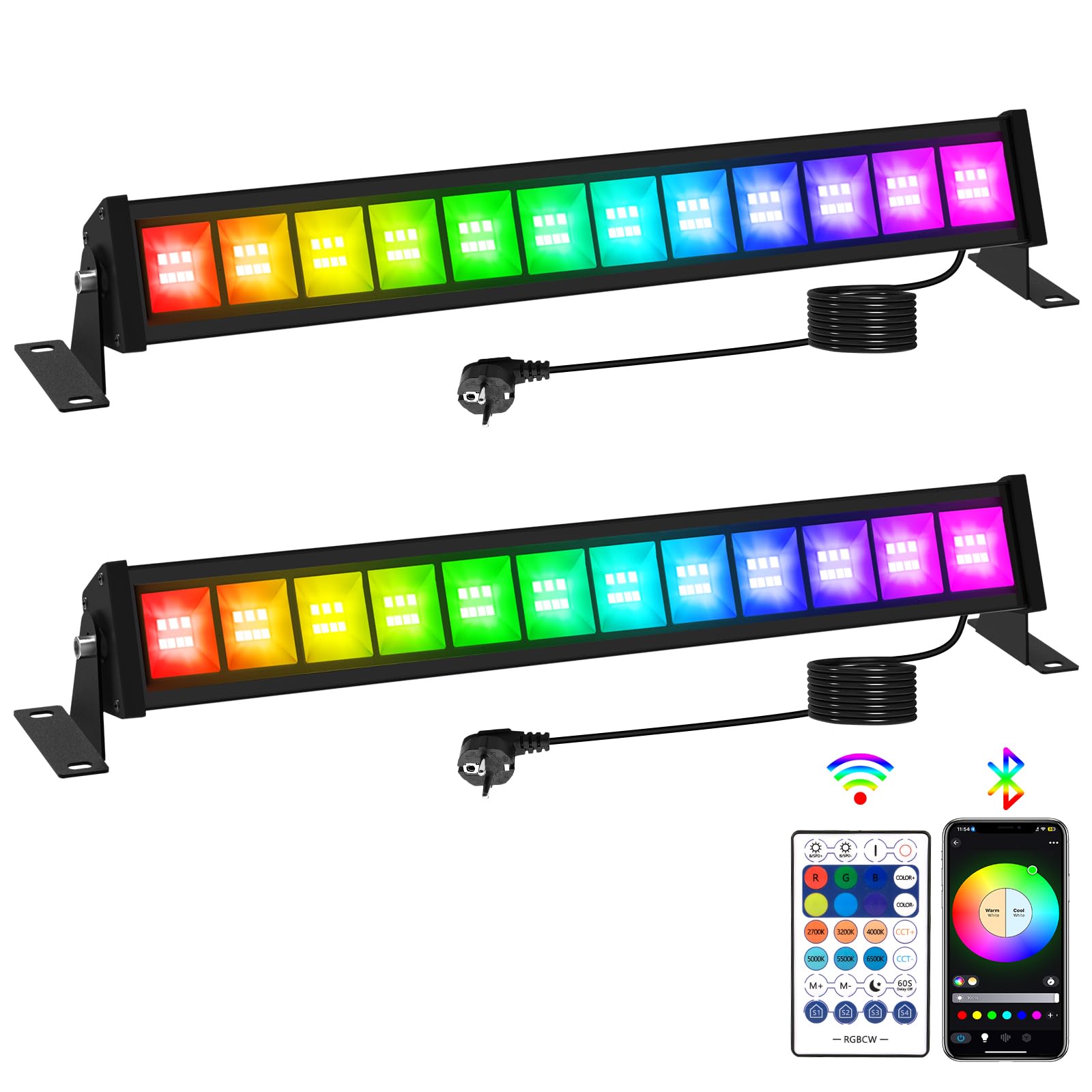 T-SUNUS RGB Strahler Outdoor, 50W RGB LED Strahler WiFi mit Bluetooth APP Steuerung, IP66 Wasserdicht, Wallwasher Licht Partylichter für Garten Party Weihnachten Halloween