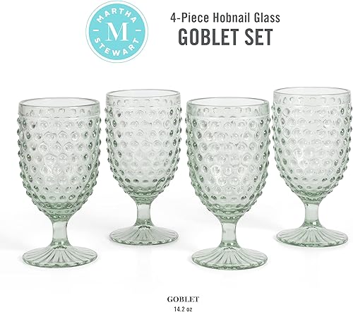 Miniatura 2 de Martha Stewart Chauncey - Juego de 4 copas de cristal hechas a mano de 14.2 onzas, color verde