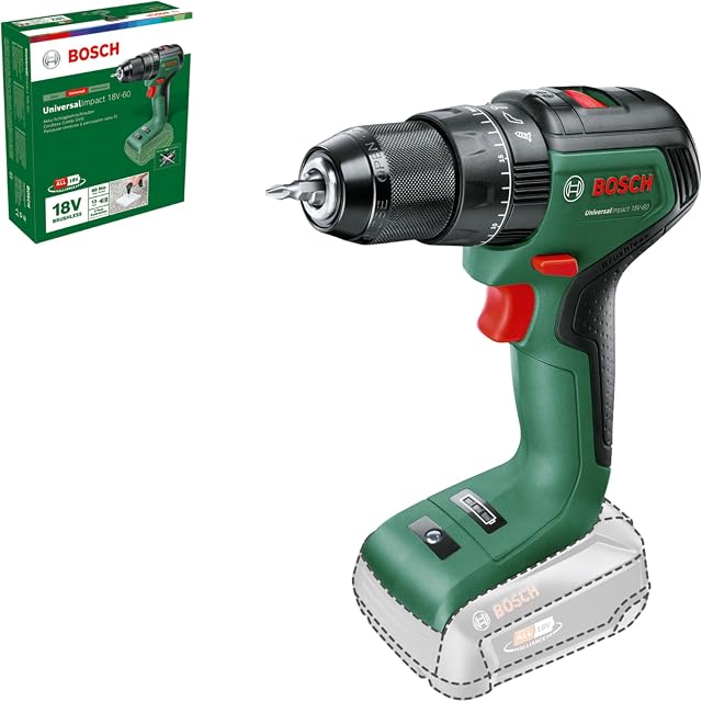 Bosch Universalimpact 18V-60 Wiertarka, Zielony/Czarny, 5,6 x 16,5 x 23,2 cm; 1 kg