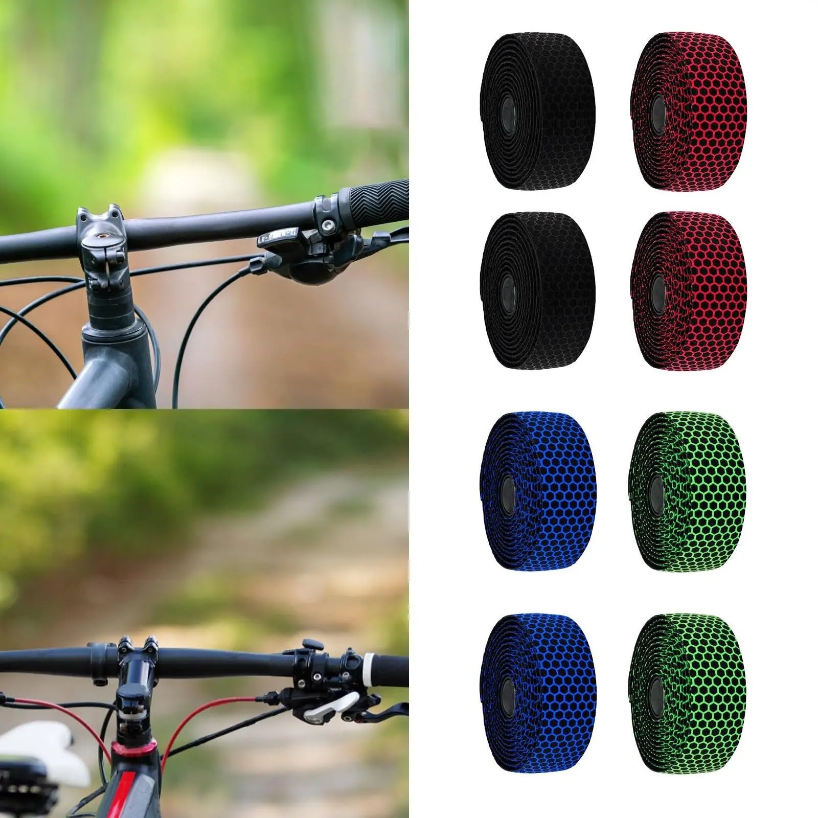 Envolvente De Manillar Moto Cinta Para Manillar De Bicicleta 2 Uds Agujeros Transpirables Agarre Silicona Profesional Para Bicicletas Montaña Ciclismo Carretera Al Aire Libre(Green)