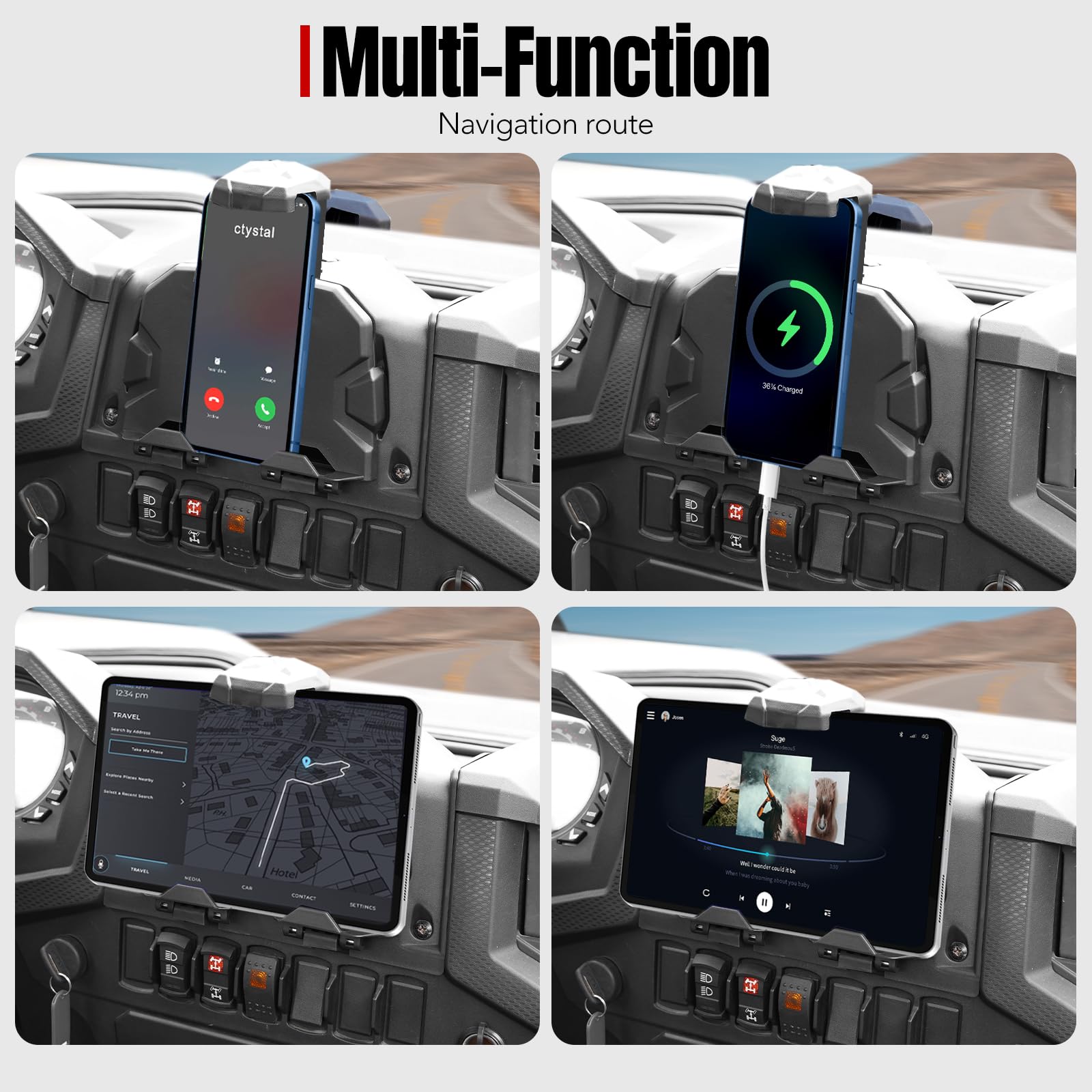 Elektronische Gerätehalterung Für Polaris RZR XP – Mit Aufbewahrungsbox Für Handy, Tablet & GPS