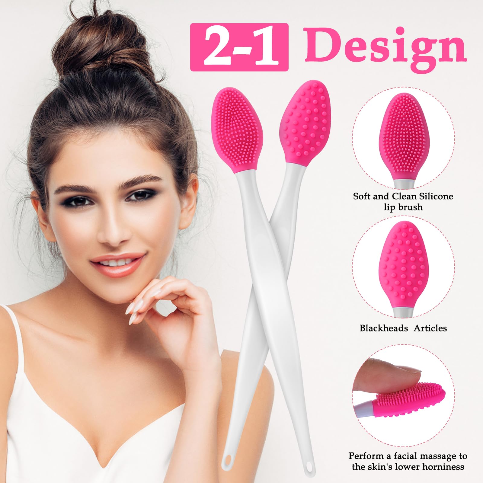 WLLHYF 5 sztuk pędzli do peelingu ust, dwustronne silikonowe narzędzie do peelingu, mini pędzelek do ust dla mężczyzn i kobiet, rozjaśniające ciemne usta, gładszy wygląd ust (zestaw 3)
