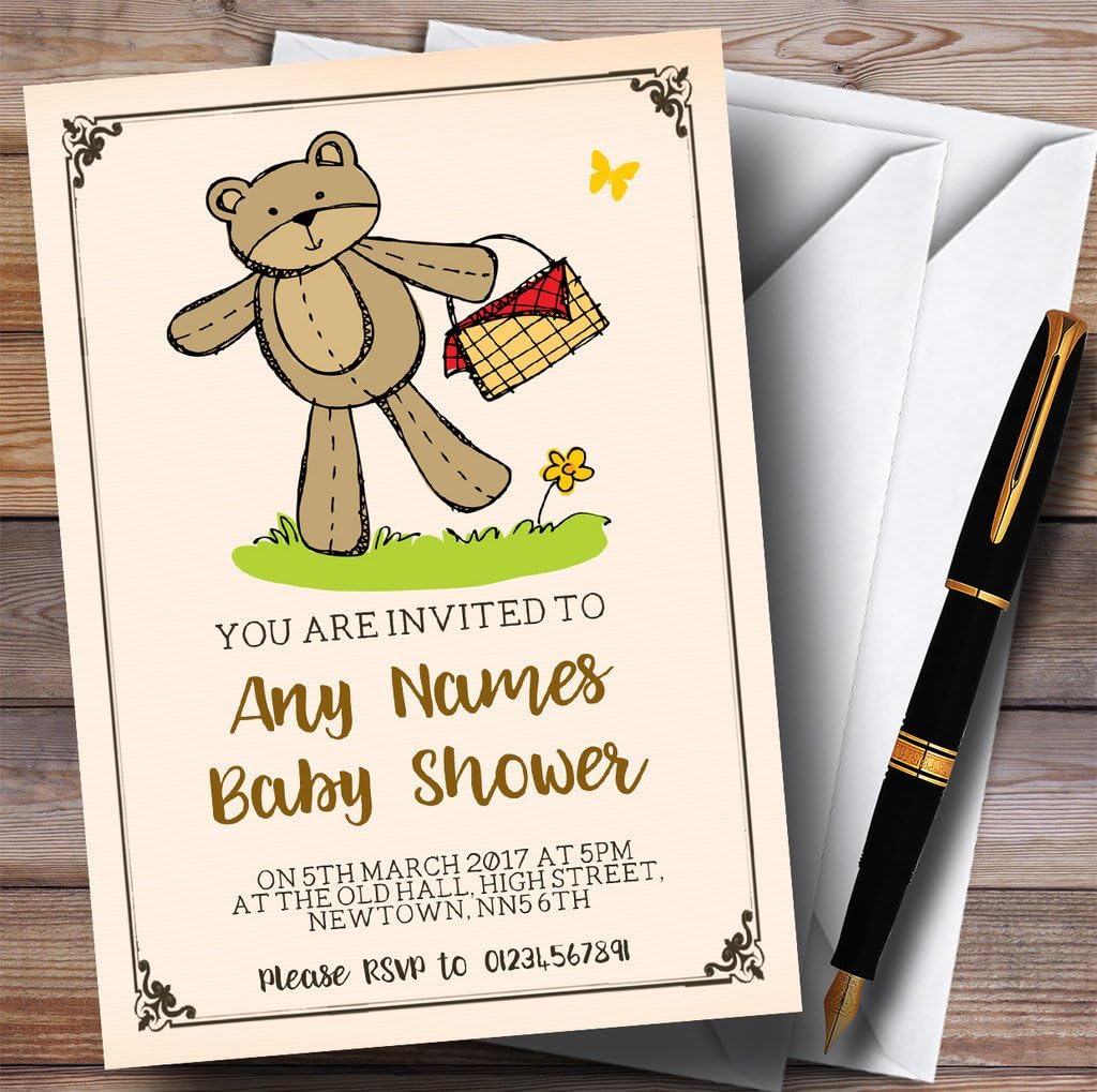 Teddy Bear with Picnic Invitations Baby Shower Invitations