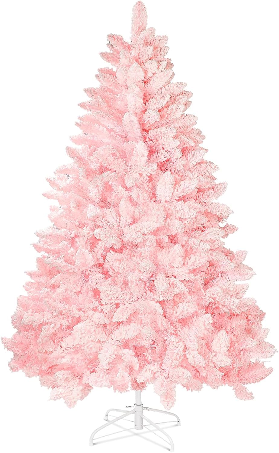 fizzytech 6 Feet Pink Snow Flocked PVC Artificial Christmas Tree with 300 Tips | Premium Decorative Look | Durable PVC Material | Metal Stand | Easy 3-Step Assembly | Christmas Home Decoration-image-34