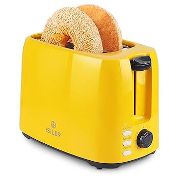 iSiLER 2 Slice Toaster, 1.3 Inches Wide Slot Toaster with 7 Shade Settings and Double Side Baking, Compac